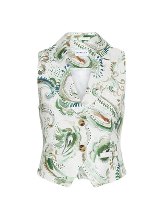 Gilet in lino stampato