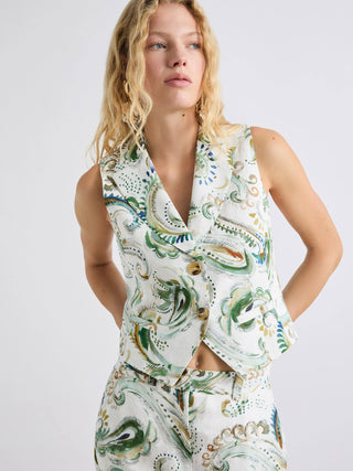 Gilet in lino stampato