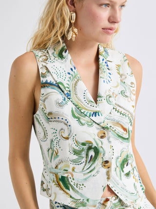 Gilet in lino stampato