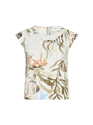 Top smanicato in cotone stretch