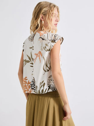 Top smanicato in cotone stretch