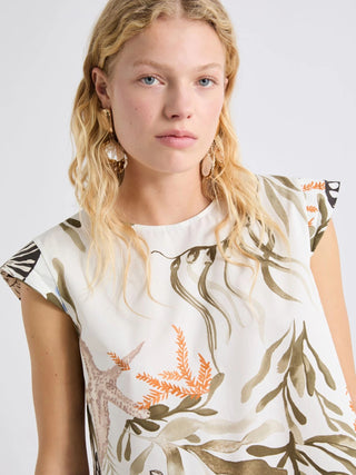 Top smanicato in cotone stretch