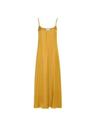 Slip dress in gabardina di misto lino