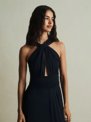 Abito in jersey con incrocio