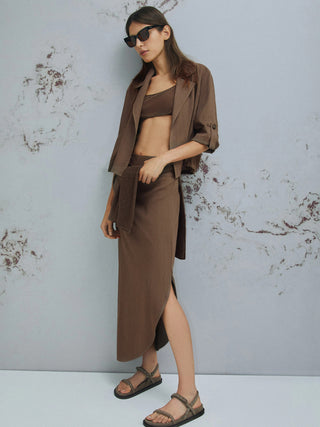 Gonna asimmetrica in creponne