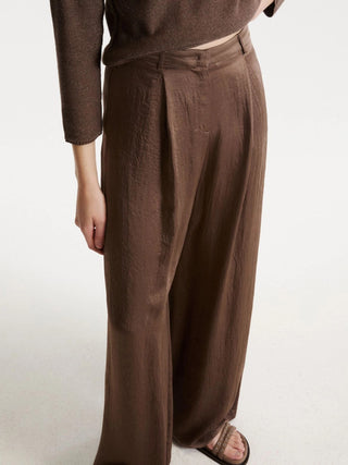 Pantalone ampio in twill crinckle