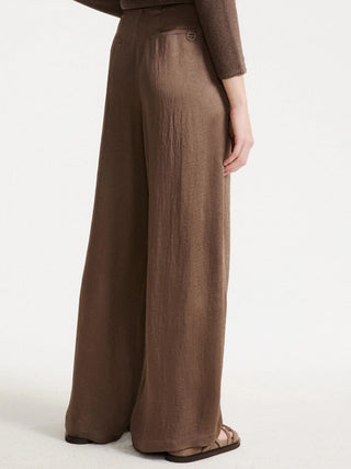 Pantalone ampio in twill crinckle