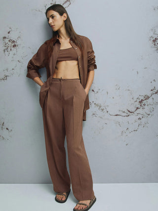 Pantalone in misto lino con coulisse