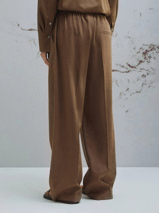 Pantalone in misto lino con coulisse