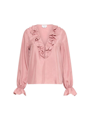 Blusa in seta con rouche