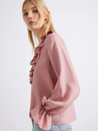 Blusa in seta con rouche