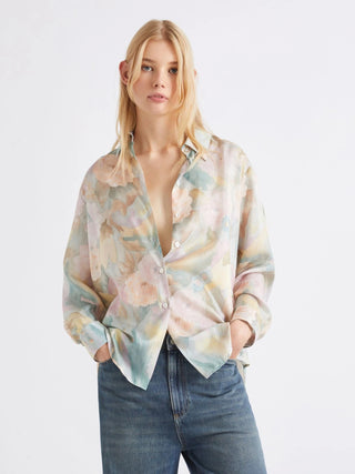 Camicia in seta habotai stampata