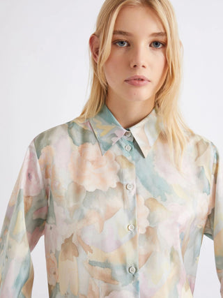 Camicia in seta habotai stampata