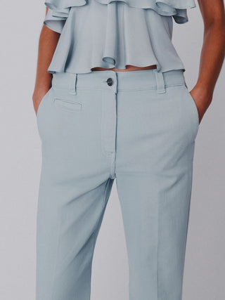 Pantaloni wide leg in cotone stretch