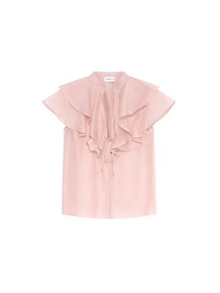 Top in voile di cotone e seta