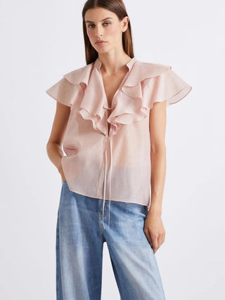 Top in voile di cotone e seta