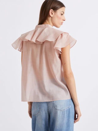 Top in voile di cotone e seta