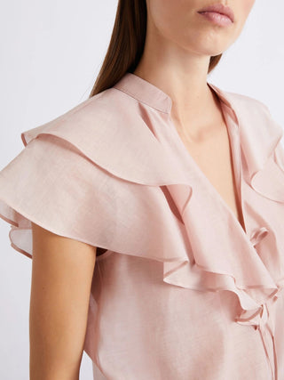 Top in voile di cotone e seta