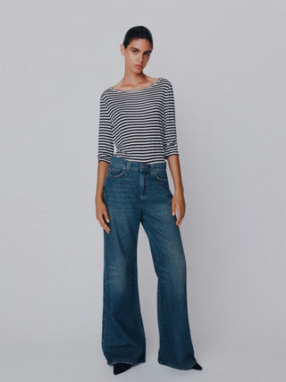 Jeans wide leg a vita alta