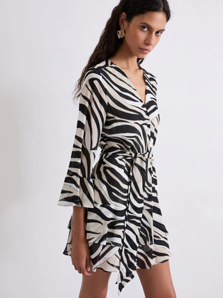 Abito con balze in georgette di viscosa
