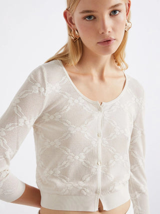 Cardigan in maglia pizzo ultra light