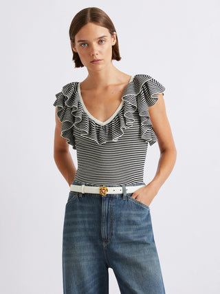 Top a costine con volant