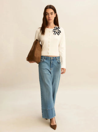 Denim cropped ampio