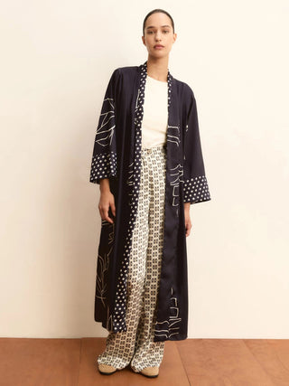 Kimono in twill stampato