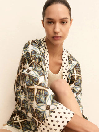 Kimono corto in twill stampato