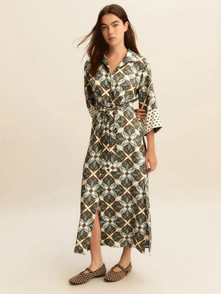 Chemisier a manica tre quarti in twill