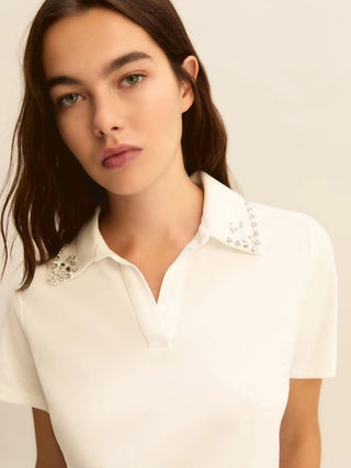 Polo con perle e cristalli