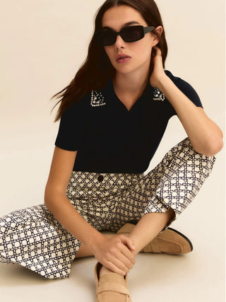Polo con perle e cristalli