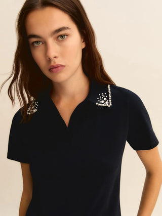 Polo con perle e cristalli