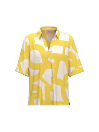 Camicia a polo in cotone e lino