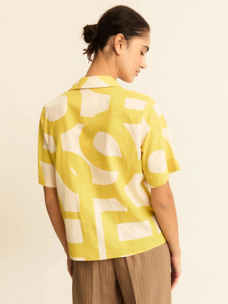 Camicia a polo in cotone e lino