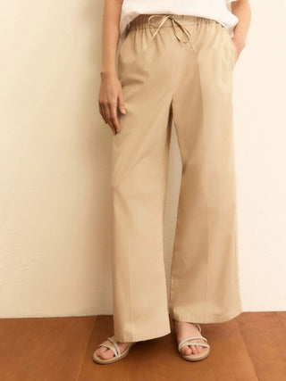 Pantalone ampio wide leg in popeline