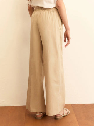 Pantalone ampio wide leg in popeline