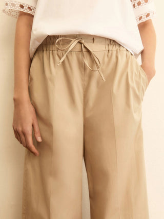 Pantalone ampio wide leg in popeline