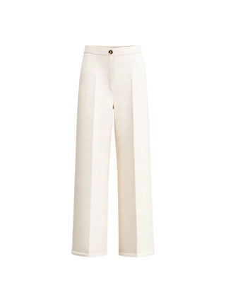 Pantalone fluido in viscosa e lino