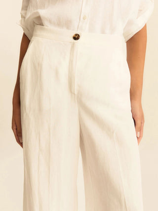 Pantalone fluido in viscosa e lino