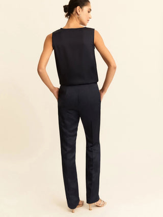 Pantalone in raso di lino e viscosa