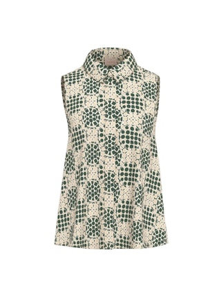 Camicia smanicata in popeline stampato