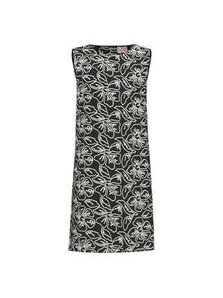 Abito smanicato in cotone e lino ricamati