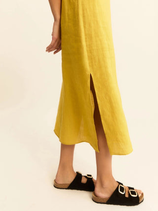 Abito dritto in tela di lino