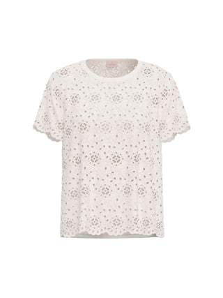 T-shirt in sangallo con retro in jersey