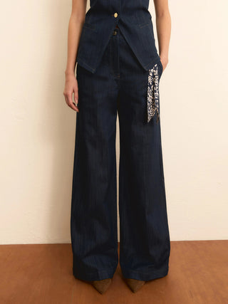 Pantalone wide leg effetto denim