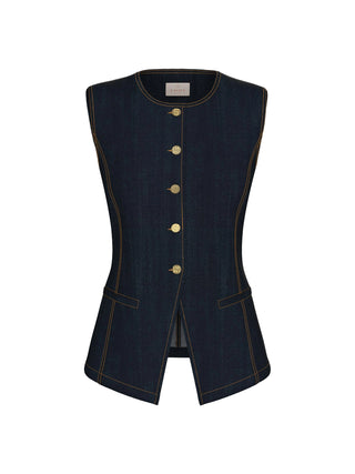 Gilet aderente in denim