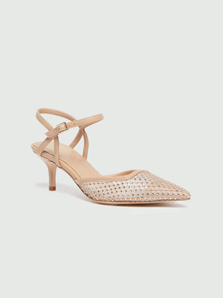 Slingback in mesh con cristalli
