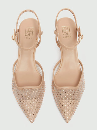 Slingback in mesh con cristalli
