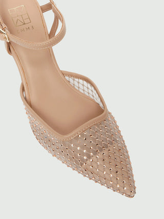 Slingback in mesh con cristalli